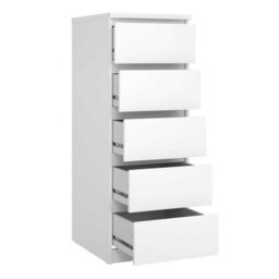 Wyld Haus Budapest 5-Drawer Narrow Gloss White Chest Of Drawers - thumbnail 5