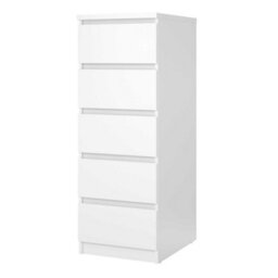 Wyld Haus Budapest 5-Drawer Narrow Gloss White Chest Of Drawers - thumbnail 4