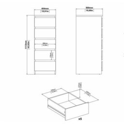 Wyld Haus Budapest 5-Drawer Narrow Gloss White Chest Of Drawers - thumbnail 8