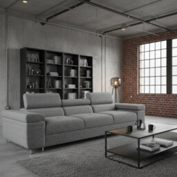 Torezio 3 Seater Sofa Bed With Adjustable Headrests And Dolphin Mechanism Grey Melange - thumbnail 1