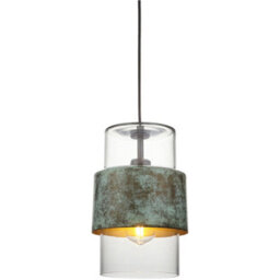 Loops Hanging Ceiling Pendant Light - Verdigris Bronze Plate & Clear Glass - 10W Led E27