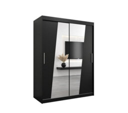 Arte Rhomb Contemporary Mirrored 2 Sliding Door Wardrobe 5 Shelves 2 Rails Black Matt (H)2000mm (W)1500mm (D)620mm - thumbnail 1