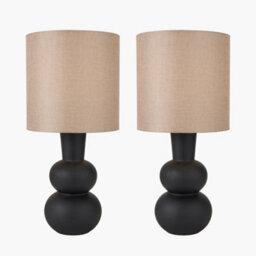 Pacific Lifestyle Set Of 2 Aaliyah Black Curved Bottle Ceramic Table Lamp - thumbnail 3
