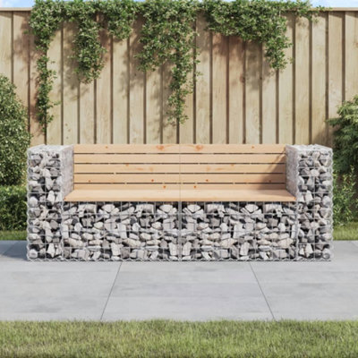 Walplus Garden Bench Gabion Design 184X71X65.5 Cm Solid Wood Pine - image 1