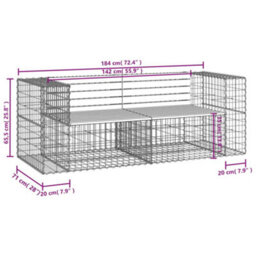 Walplus Garden Bench Gabion Design 184X71X65.5 Cm Solid Wood Pine - thumbnail 7