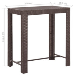 Berkfield 5 Piece Garden Bar Set With Cushions Poly Rattan Brown - thumbnail 9