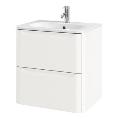 GoodHome Nevado Matt White Wall-Mounted Vanity Unit & Basin Set (W)600mm (H)600mm - image 1