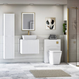 Royal Bathrooms Avenza 600mm Matte White Wall Hung Bathroom Countertop Vanity Unit 1 Drawer With Cube Basin - thumbnail 4