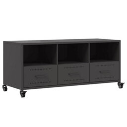 Berkfield Durable Tv Cabinet Black 100.5X39X43.5 Cm Steel - thumbnail 1