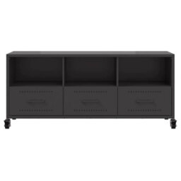 Berkfield Durable Tv Cabinet Black 100.5X39X43.5 Cm Steel - thumbnail 6