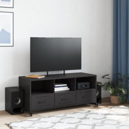 Berkfield Durable Tv Cabinet Black 100.5X39X43.5 Cm Steel - thumbnail 3