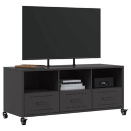 Berkfield Durable Tv Cabinet Black 100.5X39X43.5 Cm Steel - thumbnail 4