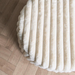 Ohs Ribbed Faux Fur Ottoman Storage Box With Lid Folding Footstool Tub - thumbnail 3