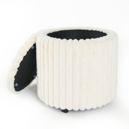 Ohs Ribbed Faux Fur Ottoman Storage Box With Lid Folding Footstool Tub - thumbnail 6
