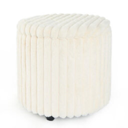 Ohs Ribbed Faux Fur Ottoman Storage Box With Lid Folding Footstool Tub - thumbnail 5
