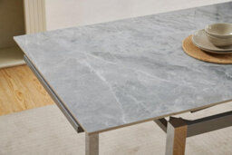 Furnizone UK Grande 6-Seater Sintered Stone Grey Marble-Effect And Chrome Metal Legs Dining Table - thumbnail 3