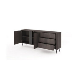 Arte Veris 195 Cm Sideboard Cabinet In Oak Dunin And Black With 3 Drawers - thumbnail 3
