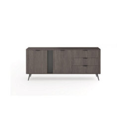 Arte Veris 195 Cm Sideboard Cabinet In Oak Dunin And Black With 3 Drawers - thumbnail 4