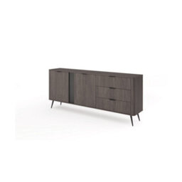 Arte Veris 195 Cm Sideboard Cabinet In Oak Dunin And Black With 3 Drawers - thumbnail 2