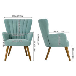 Green Modern Velvet Accent Chair Wing Back Single Sofa Leisure Armchair - thumbnail 2