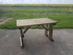 Arbor Garden Solutions Hollies Wooden Garden Table, Outdoor Pinic Dining Desk(7Ft, Rustic Brown Finish) - thumbnail 7