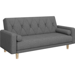 Yaheetech Dark Grey Button-Tufted Fabric 3-Seater Convertible Sofa Bed With 2 Bolster Pillows - thumbnail 2