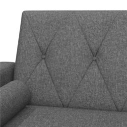 Yaheetech Dark Grey Button-Tufted Fabric 3-Seater Convertible Sofa Bed With 2 Bolster Pillows - thumbnail 7