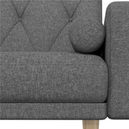 Yaheetech Dark Grey Button-Tufted Fabric 3-Seater Convertible Sofa Bed With 2 Bolster Pillows - thumbnail 8