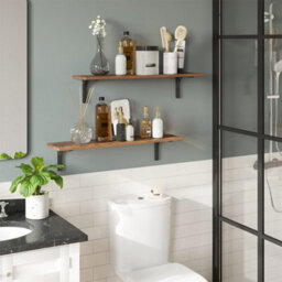 5 Piece Rustic Wooden Floating Shelves Wall Mounted Home Display Storage Shelf - thumbnail 6