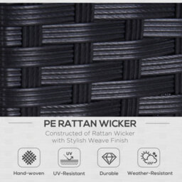 Outsunny Rattan Wicker 2-Seat Sofa Loveseat Padded Garden Furniture Black - thumbnail 4