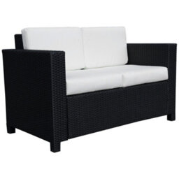 Outsunny Rattan Wicker 2-Seat Sofa Loveseat Padded Garden Furniture Black - thumbnail 2