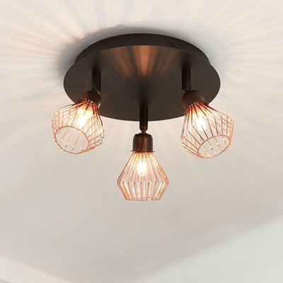 Beliani Industrial 3-Head Adjustable Ceiling Light - Copper Finish, 3-Bulb - image 1