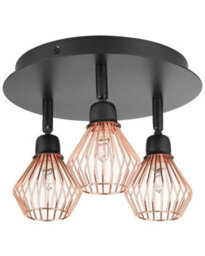 Beliani Industrial 3-Head Adjustable Ceiling Light - Copper Finish, 3-Bulb - thumbnail 2