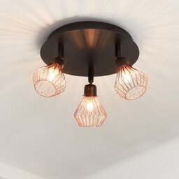Beliani Industrial 3-Head Adjustable Ceiling Light - Copper Finish, 3-Bulb - thumbnail 1
