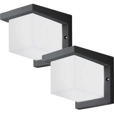 Set Of 2 Ip54 Outdoor Wall Lights - Modern Anthracite 10W Led Lanterns - image 1