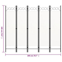 Vidaxl 5-Panel Room Divider White 200X180 Cm Room Dividers - thumbnail 6
