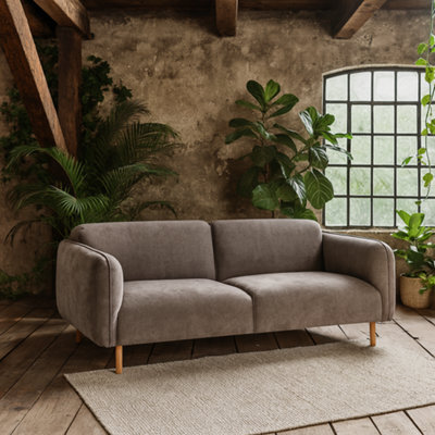 Wyld Haus Cambridge 2.5 Seater Sofa In Dusty Brown Fabric With Oak Base - image 1