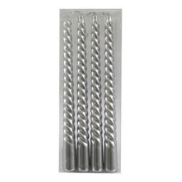 Set Of 4 Silver Twist Taper Candles