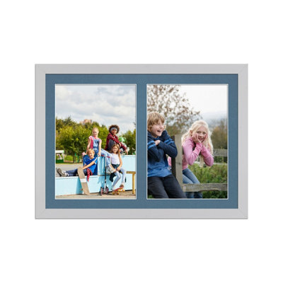 AK Frames 20X14 Light Grey Modern Multi Photo Frame With Pompadour Mount - Holds 2 Apertures (2X) A4 Photos - image 1