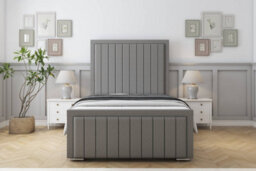 "Sloomy Pemberton Pewter Dumfries Bed Frame With Mattress With 50"" Upholstered Headboard 4'6 Double" - thumbnail 1