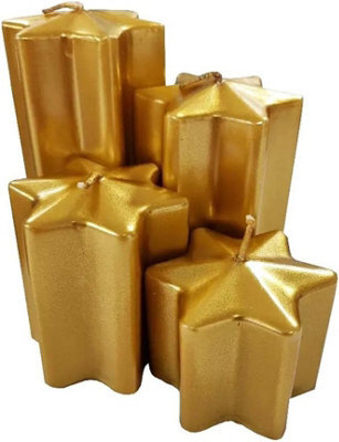 Simpa 4Pc Gold Unscented Decorative 6 Point Star Wax Candles