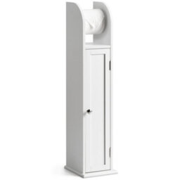 Christow White Wood Toilet Roll Holder With Cabinet - thumbnail 1