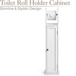 Christow White Wood Toilet Roll Holder With Cabinet - thumbnail 2