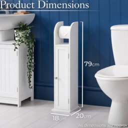 Christow White Wood Toilet Roll Holder With Cabinet - thumbnail 6