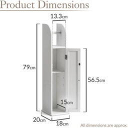 Christow White Wood Toilet Roll Holder With Cabinet - thumbnail 7