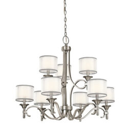 Luminosa Lighting Elstead Lacey 9 Light Chandelier, Antique Pewter, E14 - thumbnail 1