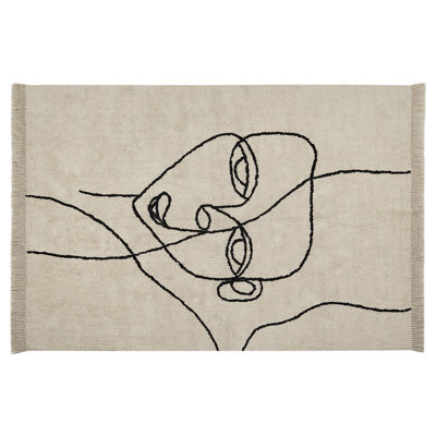 Beliani Rug Nuru Light Beige 140 X 200 Cm Cotton - image 1