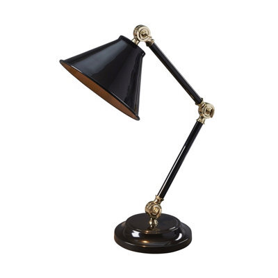 Luminosa Lighting Elstead Provence Element 1 Light Table Lamp Black, Polished Brass, E27 - image 1
