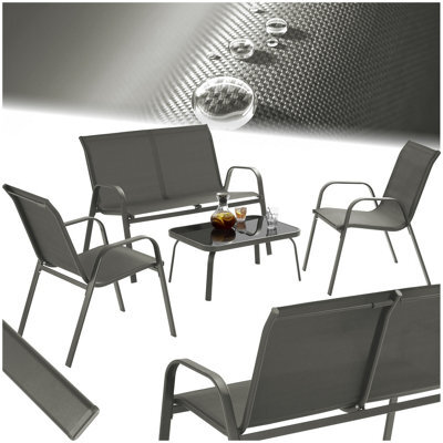 Tectake Garden Furniture Set Nora - Up To 4 People, Textilene Fabric, Weather-Resistant Set 1 (1 X Sofa / 1 X Table / 2 X Armchairs) - Ant - image 1