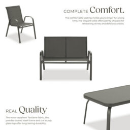 Tectake Garden Furniture Set Nora - Up To 4 People, Textilene Fabric, Weather-Resistant Set 1 (1 X Sofa / 1 X Table / 2 X Armchairs) - Ant - thumbnail 3